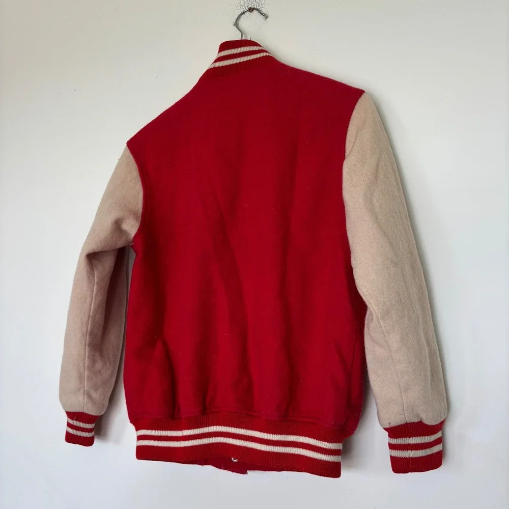 Crocodile Club Vintage Japanese Red Tan Varsity Letterman Jacket Size Medium